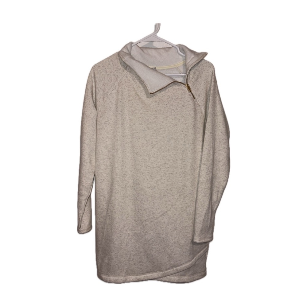 Athleta Cozy Karma Asym Sweatshirt Dress in Oatmeal Cream Heather - Size Small